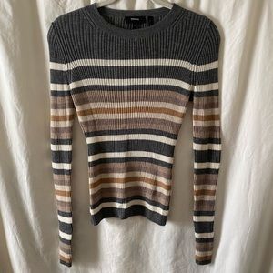 Theory Striped Long Sleeve Top. Fitted. Size Lg.